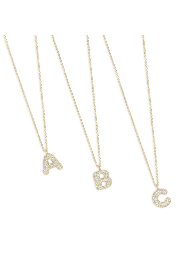 Bubble Letter Necklace Rhinestone