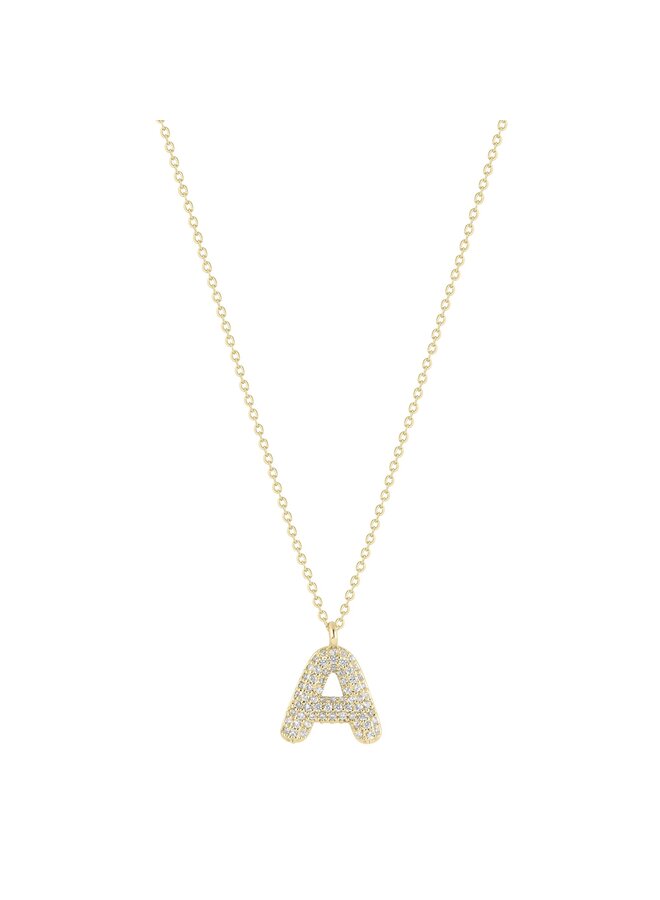 Bubble Letter Necklace Rhinestone