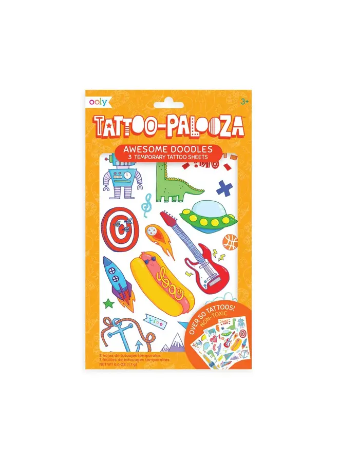 Tattoo Palooza Temporary Tattoo: Awesome Doodles