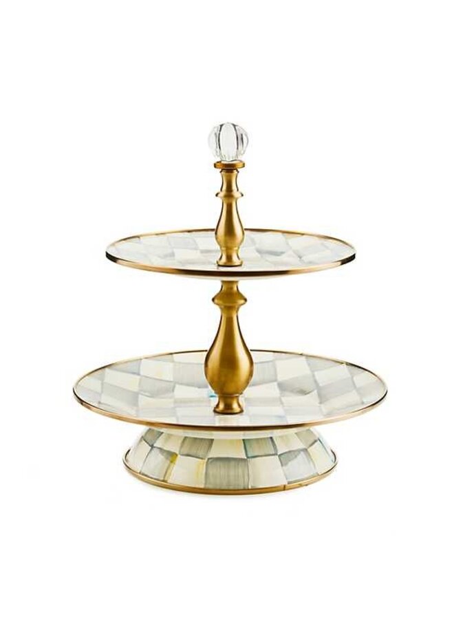 Sterling Check Two Tier Sweet Stand