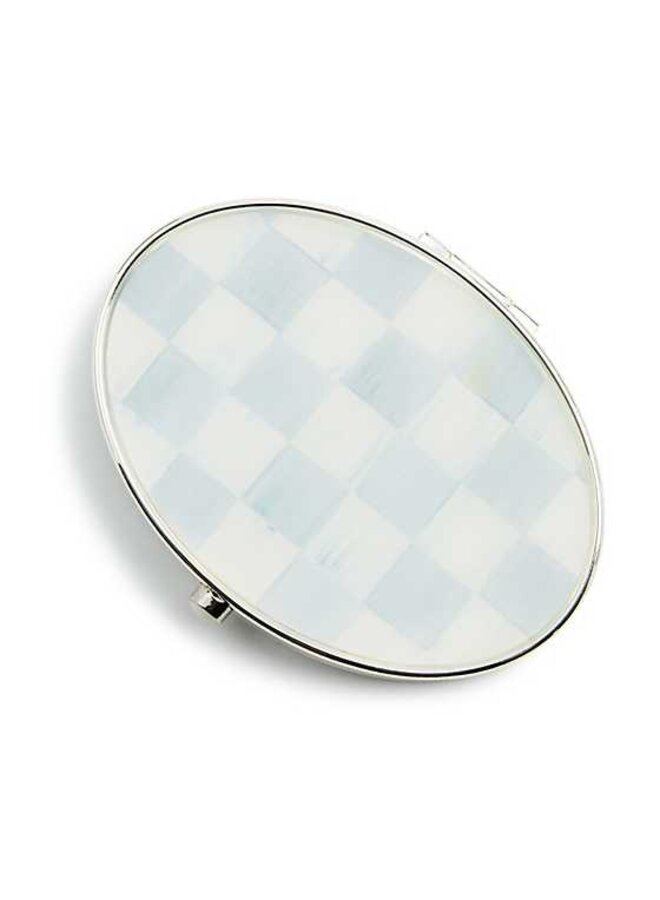Sterling Check Silver Plated Compact Mirror