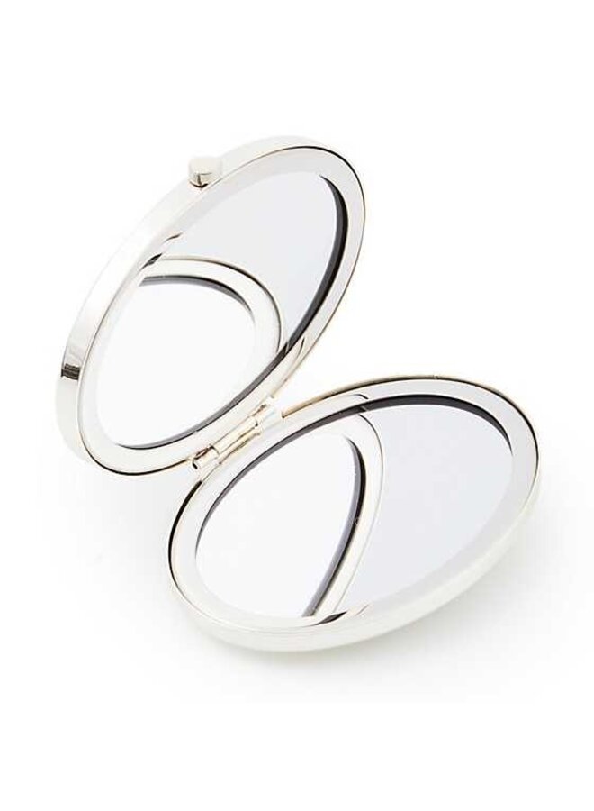 Sterling Check Silver Plated Compact Mirror