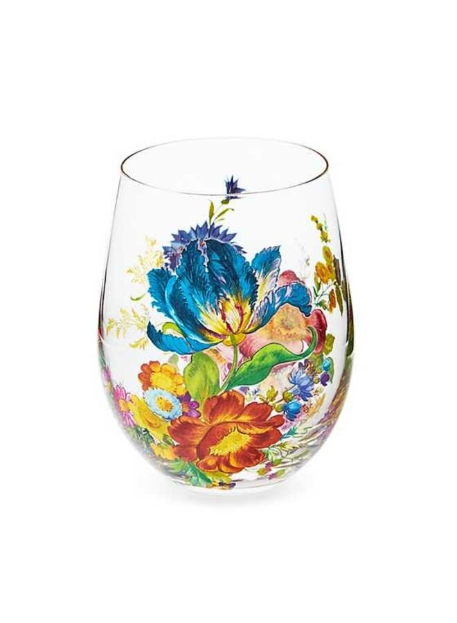 Flower Market Stemless Wine Glass, Set of 4