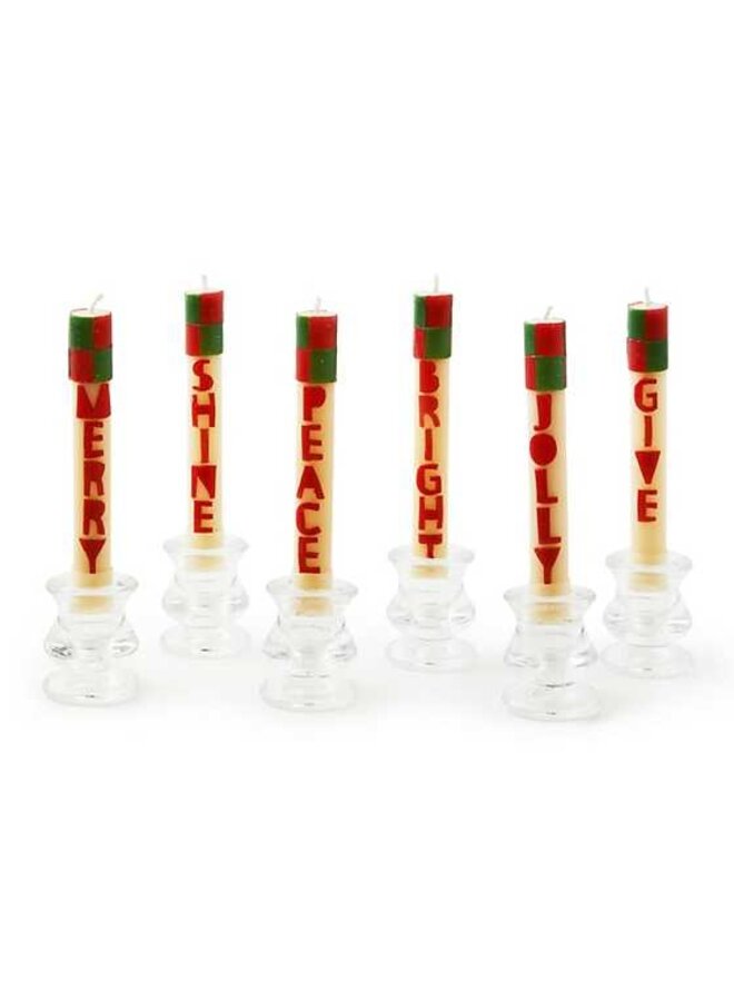 Merry & Bright Mini Dinner Candles, Set of 6
