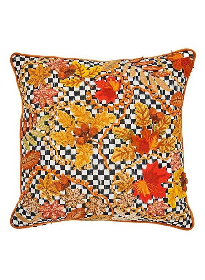 Falling Leaves Courtly Check Throw Pillow