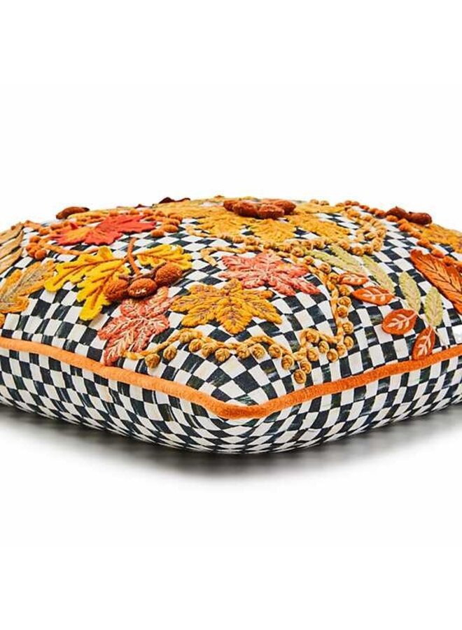 Falling Leaves Courtly Check Throw Pillow