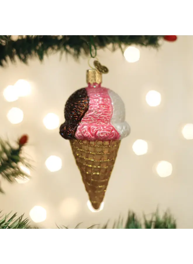Neapolitan Ice Cream Cone Ornament
