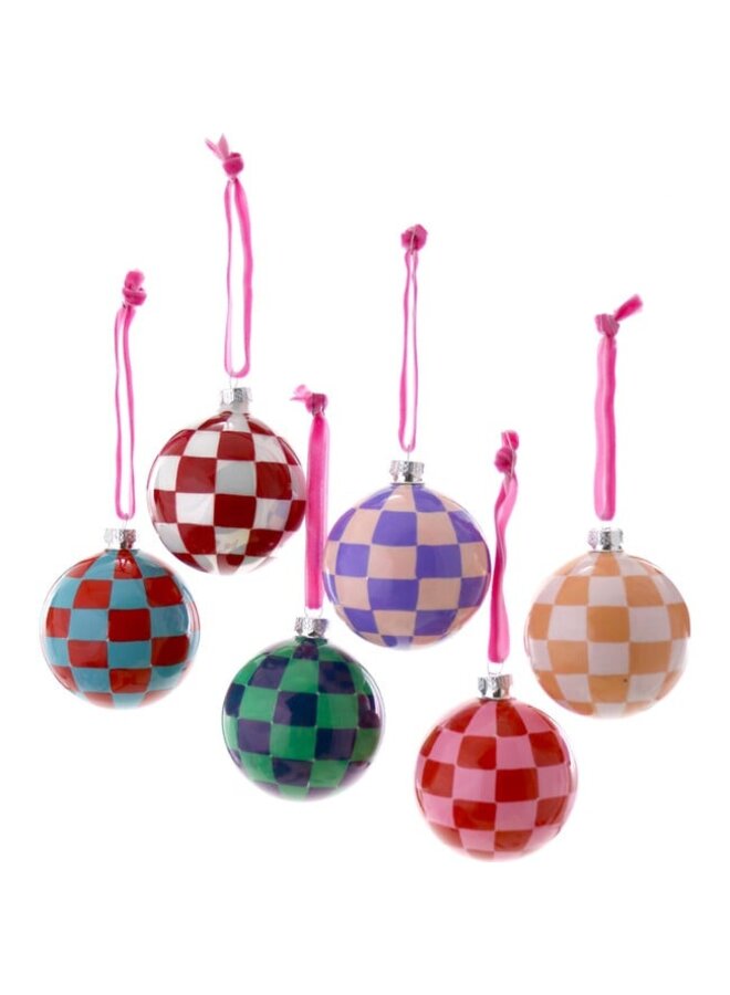 Checkered Bauble Ornament Set