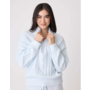 Chenille Cozy Cable Quarter Zip Sweater Blue
