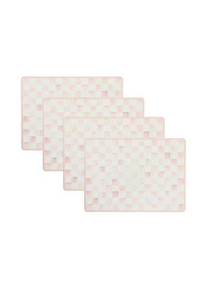 Rosy Check Cork Back Placemats, Set of 4