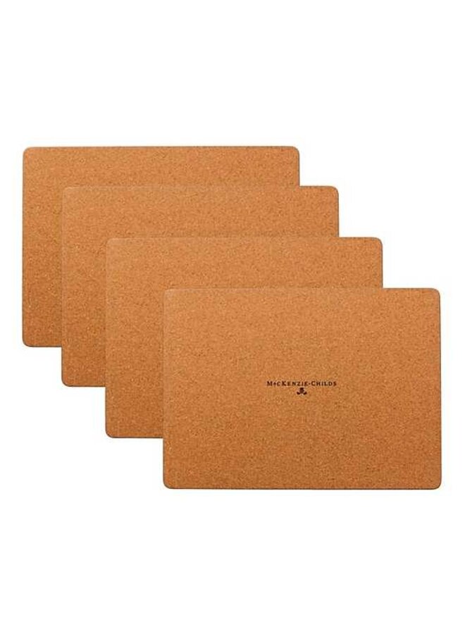 Rosy Check Cork Back Placemats, Set of 4
