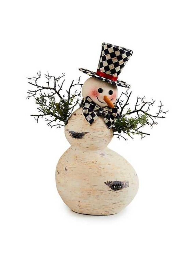 Farmhouse Holiday Small Birch Snowman Figurine
