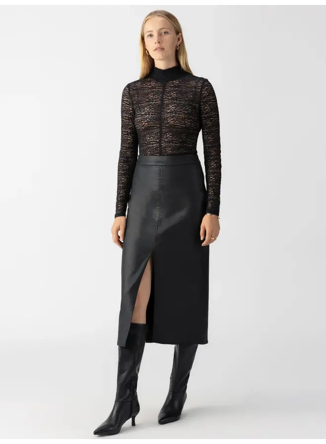 Long Coated Skirt Black