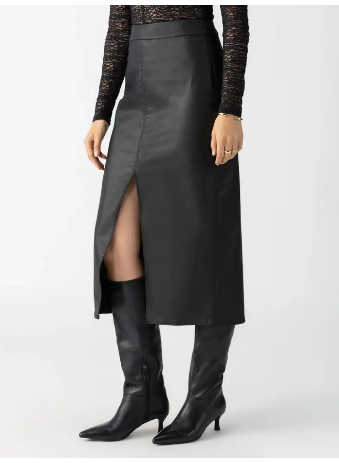 Long Coated Skirt Black