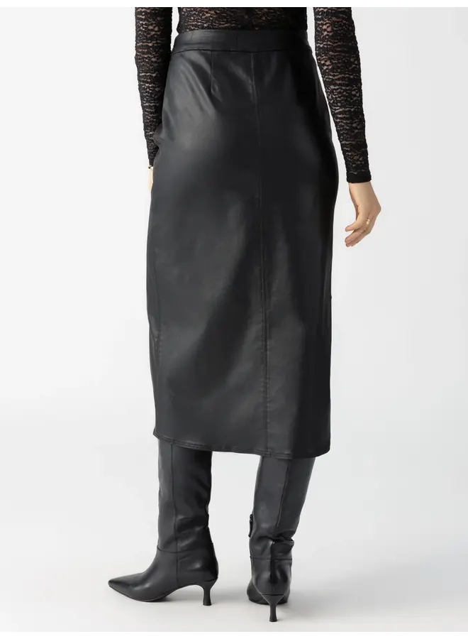 Long Coated Skirt Black