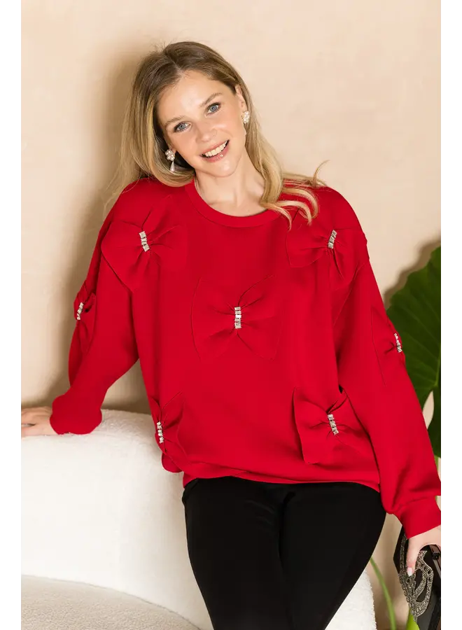 Fiora French Scuba Ribbon-Bow Top