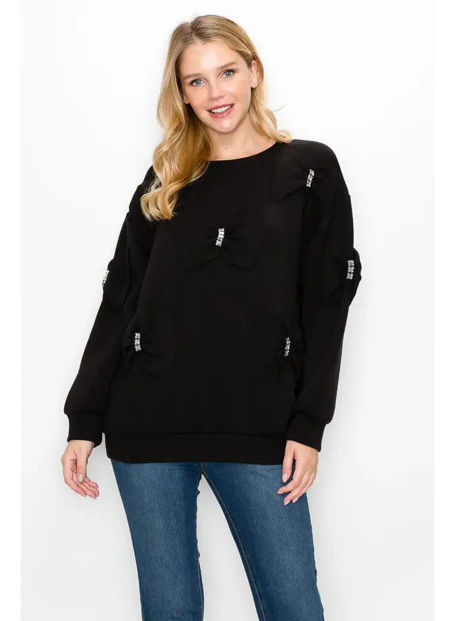 Fiora French Scuba Ribbon-Bow Top