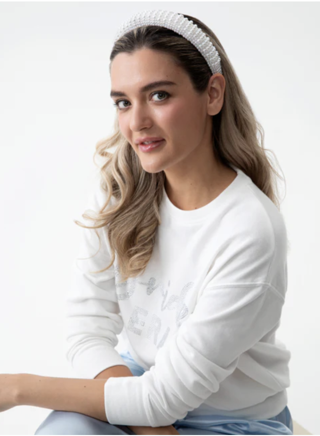 Beaded Headband White