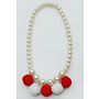 Red and White Pom Pom Necklace