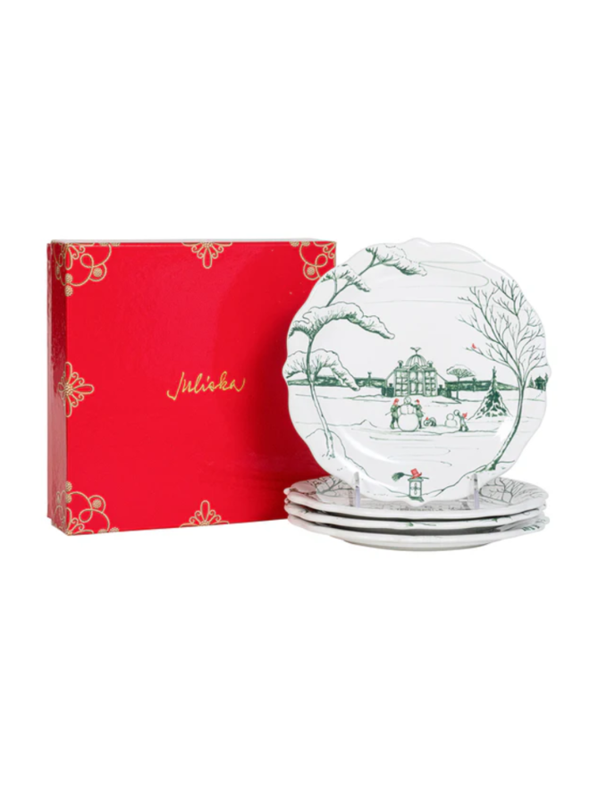 Country Estate Winter Frolic Party Plate Assorted Set/4 - Evergreen