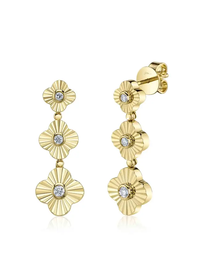 14YG Diamond Bezel Clover Earring (0.17ct)