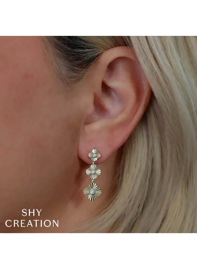 14YG Diamond Bezel Clover Earring (0.17ct)