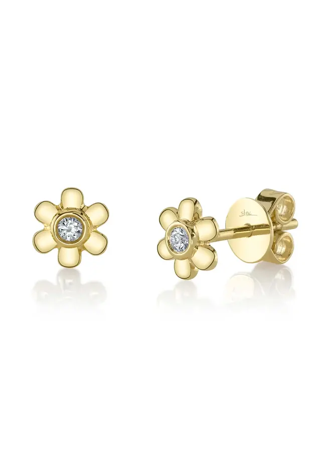 14YG Diamond Flower Stud (0.05ct)