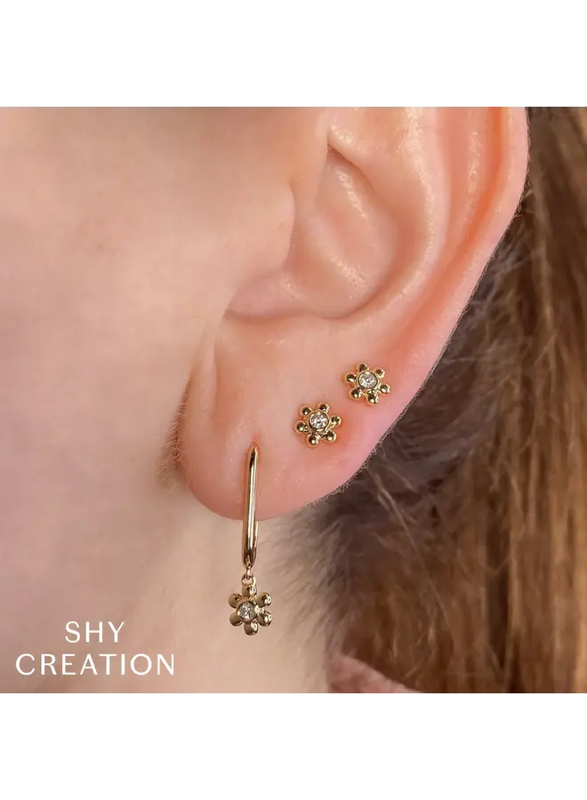 14YG Diamond Flower Stud (0.05ct)