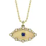 14YG (0.14ct) Diamond & (0.08ct) Blue Sapphire Bezel Eye Matte Ball Chain Necklace