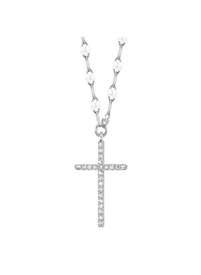 14K White Gold/Diamond Cross Necklace (.06ct)