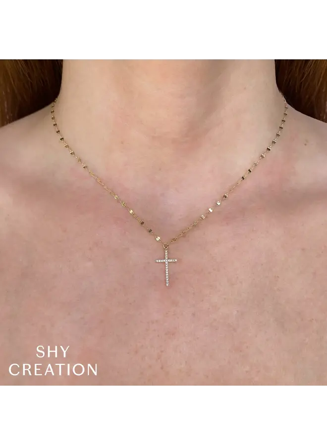 14K White Gold/Diamond Cross Necklace (.06ct)
