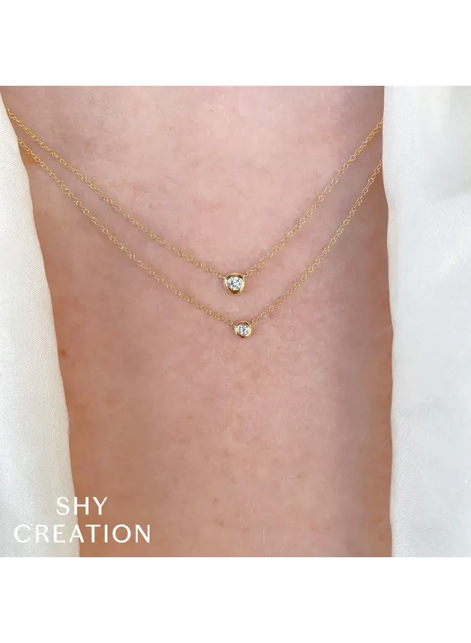 14KYG Diamond Bezel Necklace (0.10ct)