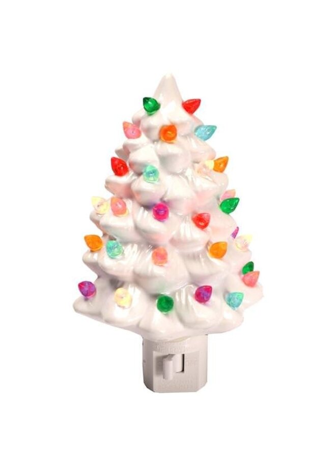 6" Vintage White Tree Night Light