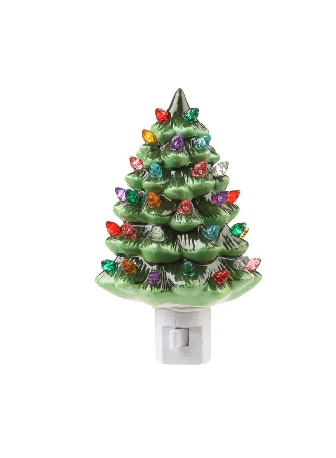 6" Vintage Green Tree Night Light