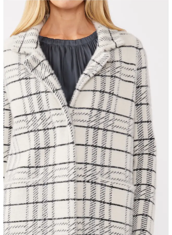 Plaid Notched Collar Button Front Cardigan