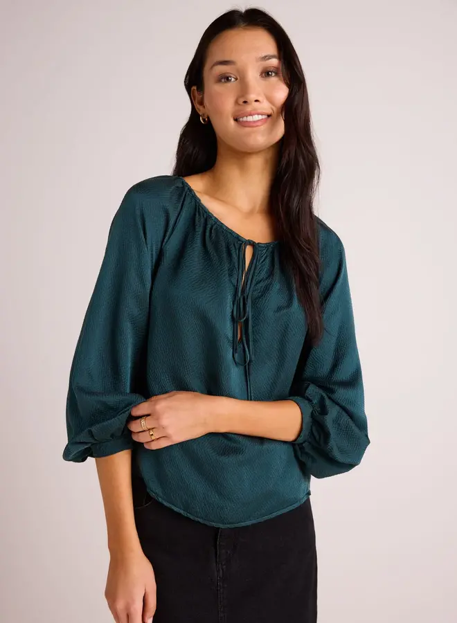 Tie Neck Raglan Top Marine Teal