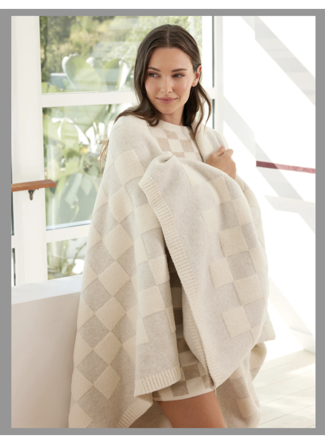 CozyChic® Cotton Checkered Throw - Gray/ Cream