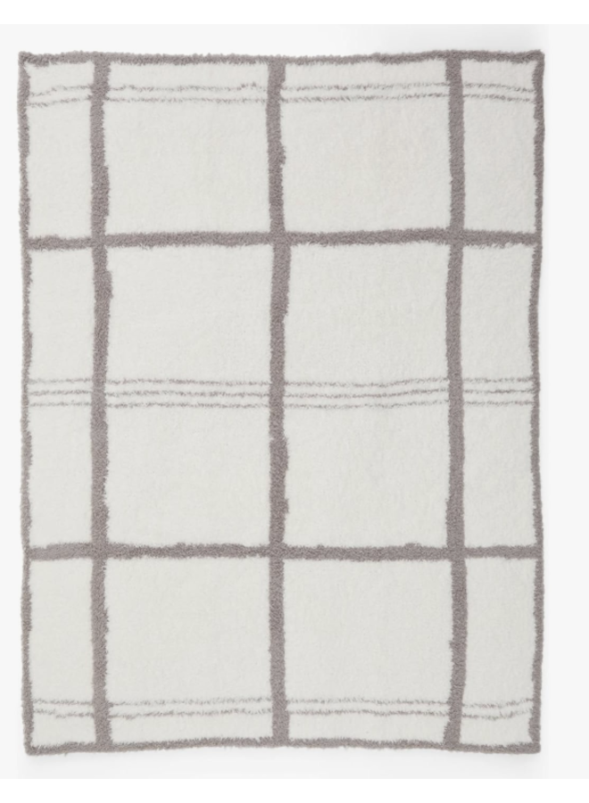 CozyChic Grid Plaid Stroller Blanket- Cream/Beach Rock