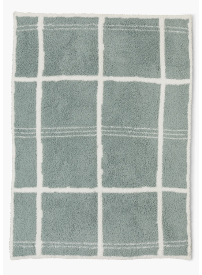 CozyChic Grid Plaid Stroller Blanket- Sage Green/Cream