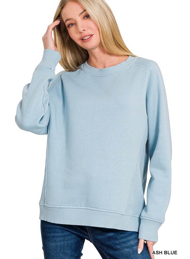 Fleece Round Neck Raglan Sweatshirt