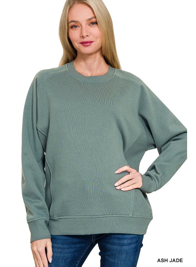 Fleece Round Neck Raglan Sweatshirt