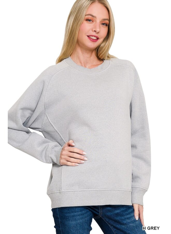 Fleece Round Neck Raglan Sweatshirt