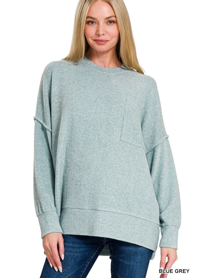 Brushed Melange Drop Shoulder Sweater