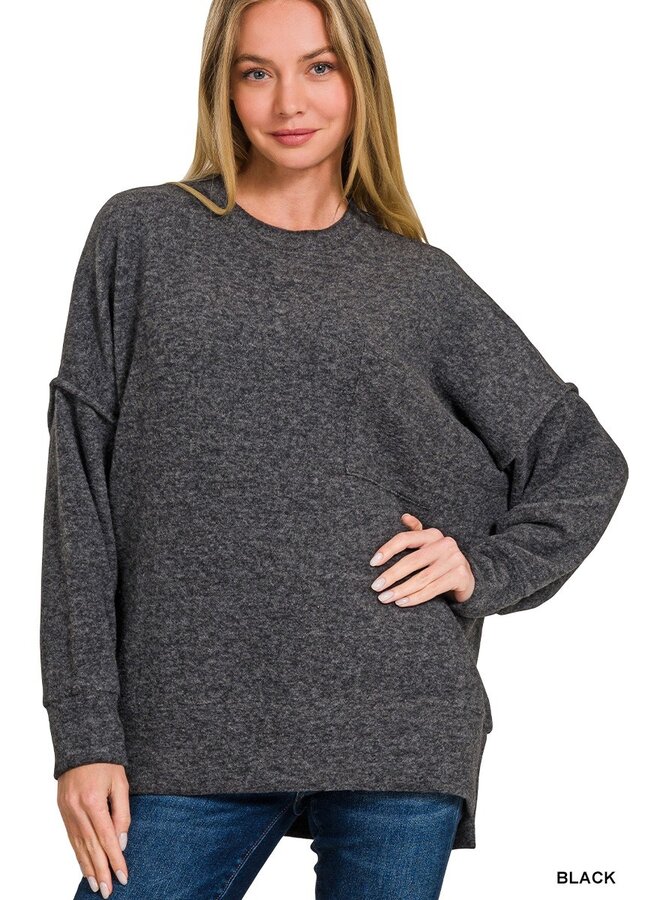 Brushed Melange Drop Shoulder Sweater