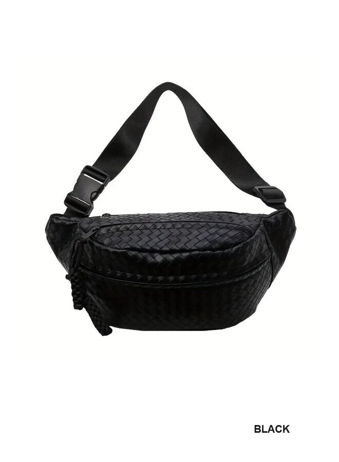 Vegan Leather Woven Bum Bag