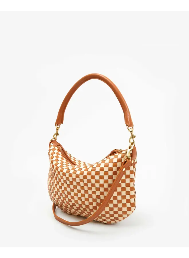 Petit Moyen Messenger - Natural & Cream Woven Checker