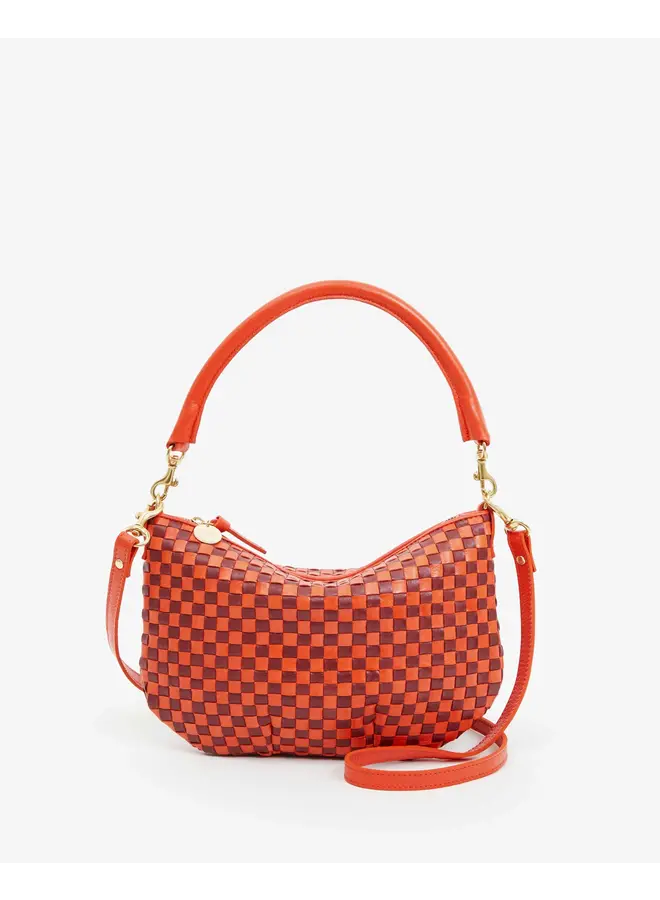 Petit Moyen Messenger - Bright Poppy & Bordeaux Woven Checker