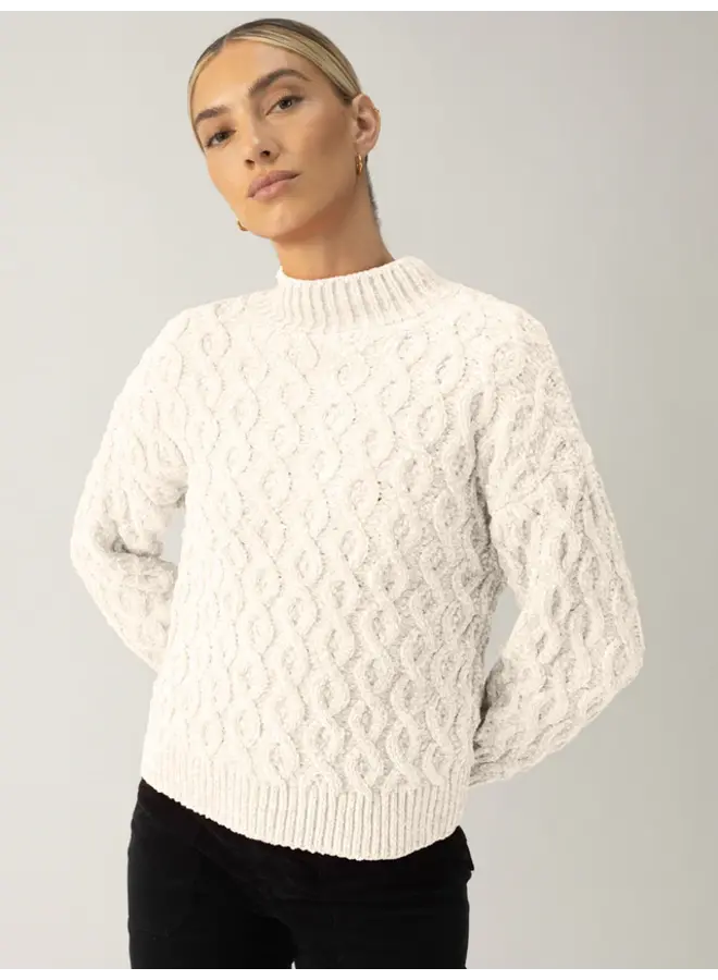 Cable Mock Neck Sweater