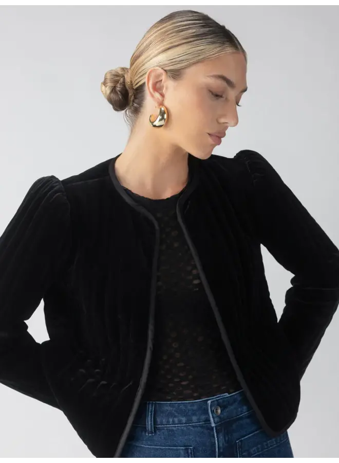 Quilted Velvet Jacket Black