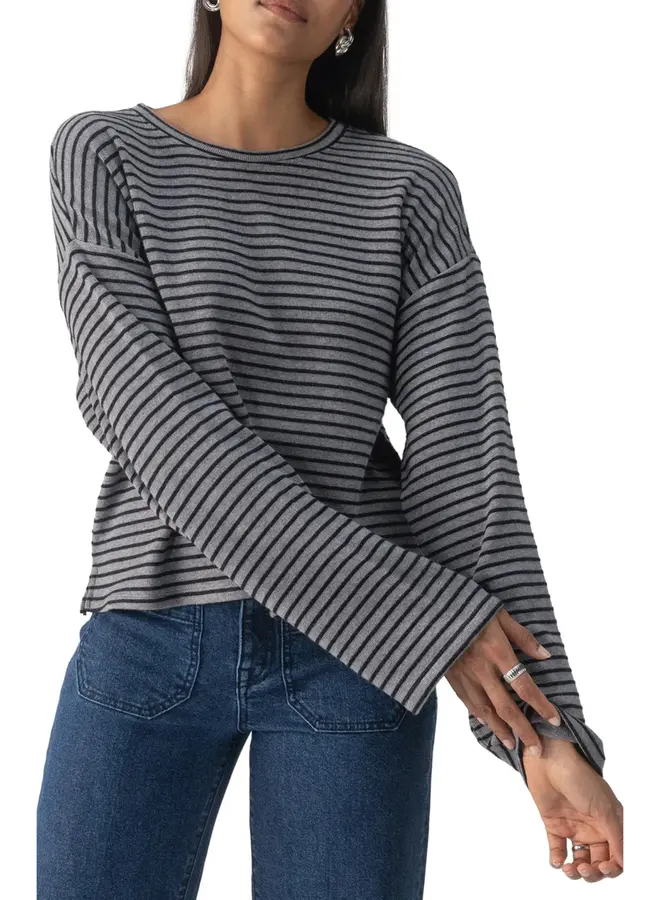 Textured Ottoman Popover Black Stripe